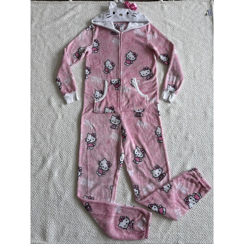 Hello Kitty Womens Union Suit One Piece Pajamas Pants Halloween Costume Size S